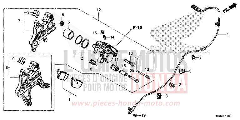 HINTERRAD-BREMSSATTEL von Africa Twin PEARL GLARE WHITE (NHB53HB) von 2018